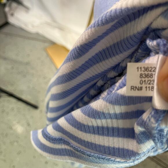 Lane Bryant Blue White Striped Sleeveless Polo Top Plus 26/28 Ribbed Stretch New - Picture 13 of 15